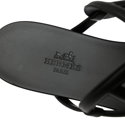 Hermes Rubber Womens Egerie Sandals 38 Black 7 of 11