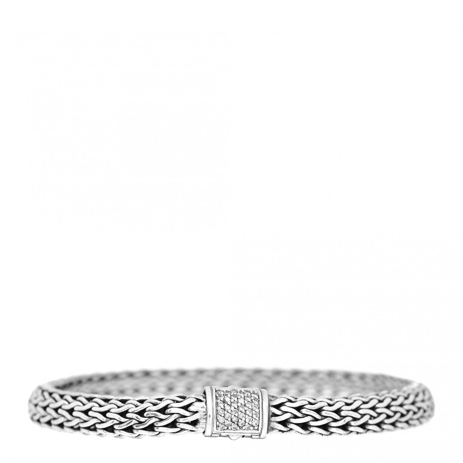 John Hardy Sterling Silver Diamond 6.5mm Classic Chain Bracelet 1 of 3