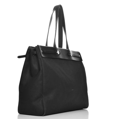 Hermes Toile Vache Hunter Herbag Cabas MM Black 3 of 17