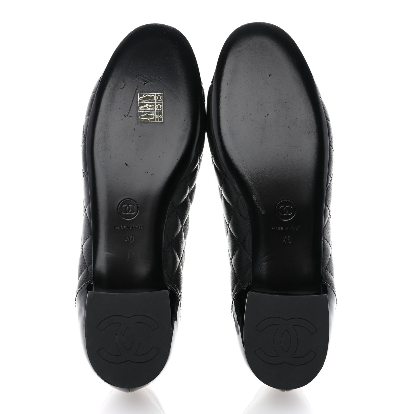 Lambskin Quilted Patent Calfskin Cap Toe CC Loafers 40 Black