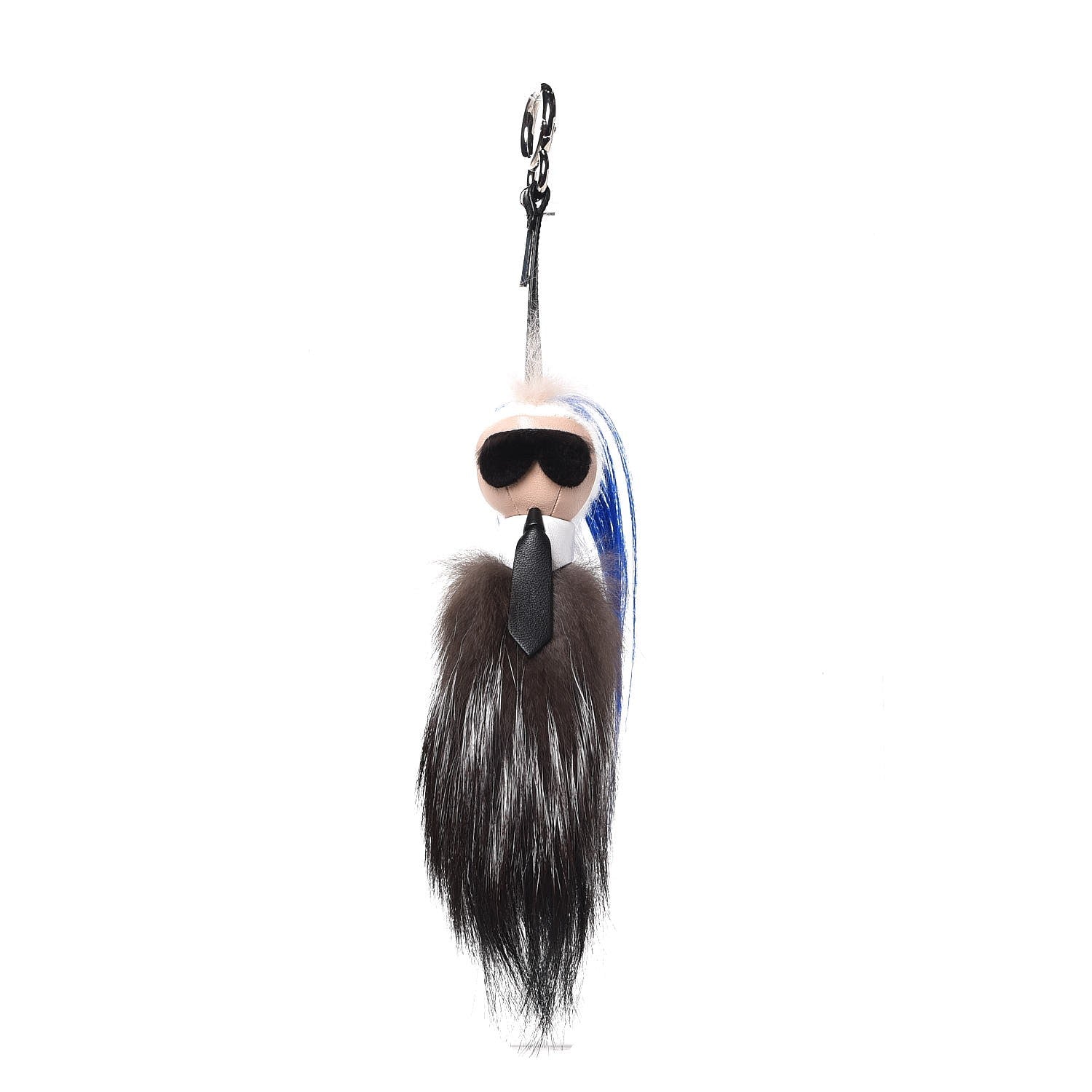 Fendi Mink Fox Goat Fur Mini Karlito Bag Charm Blue 1 of 5