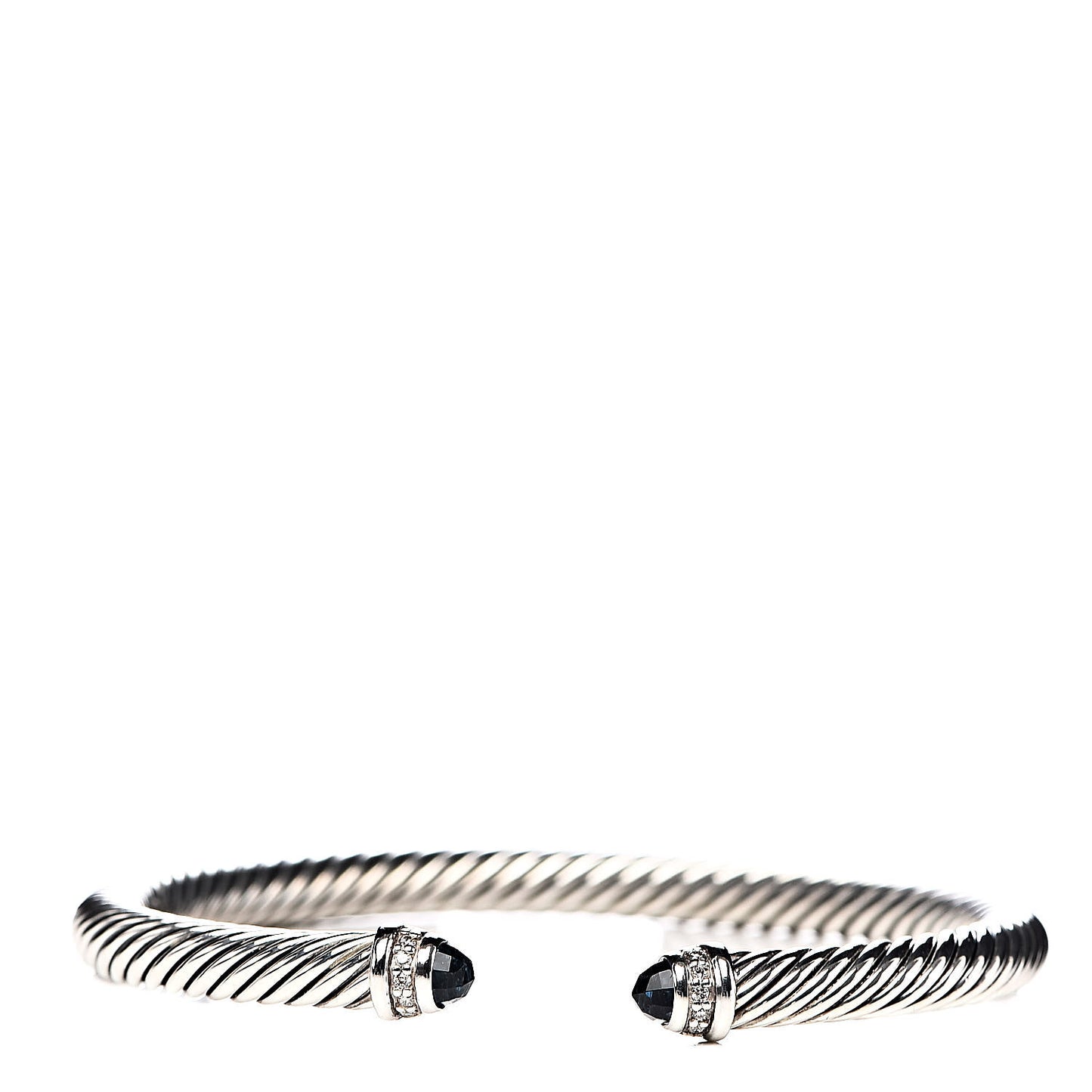 Sterling Silver Diamond Blue Topaz 5mm Cable Classics Bracelet