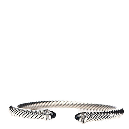 David Yurman Sterling Silver Diamond Blue Topaz 5mm Cable Classics Bracelet 1 of 6