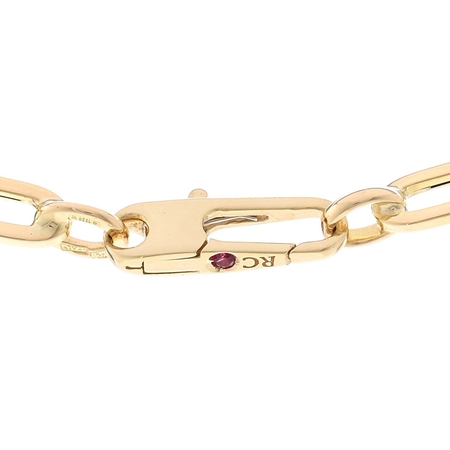 18K Yellow Gold Paper Clip Link Necklace 18"