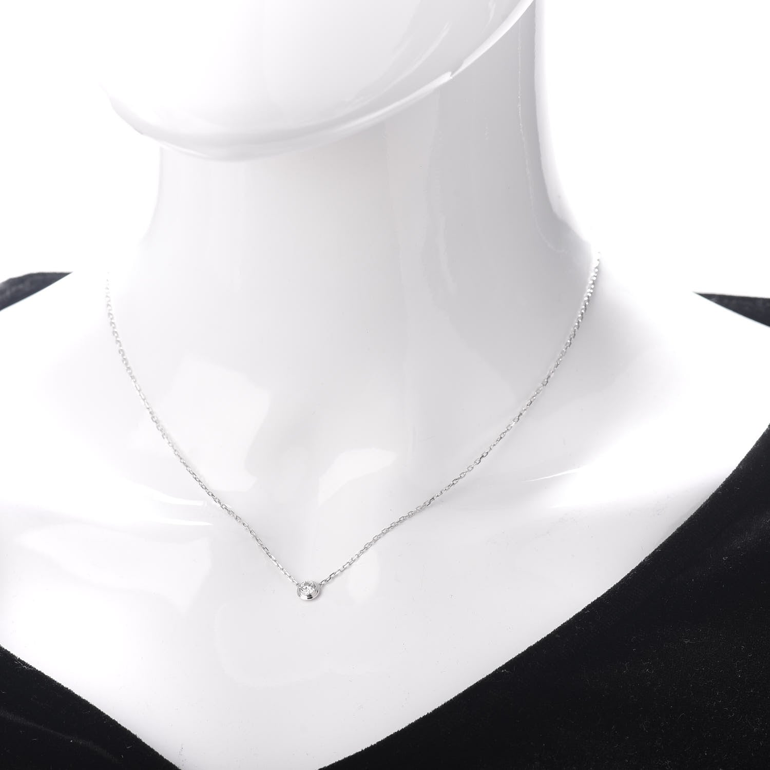Cartier 18K White Gold Diamond LM D'Amour Pendant Necklace 2 of 4