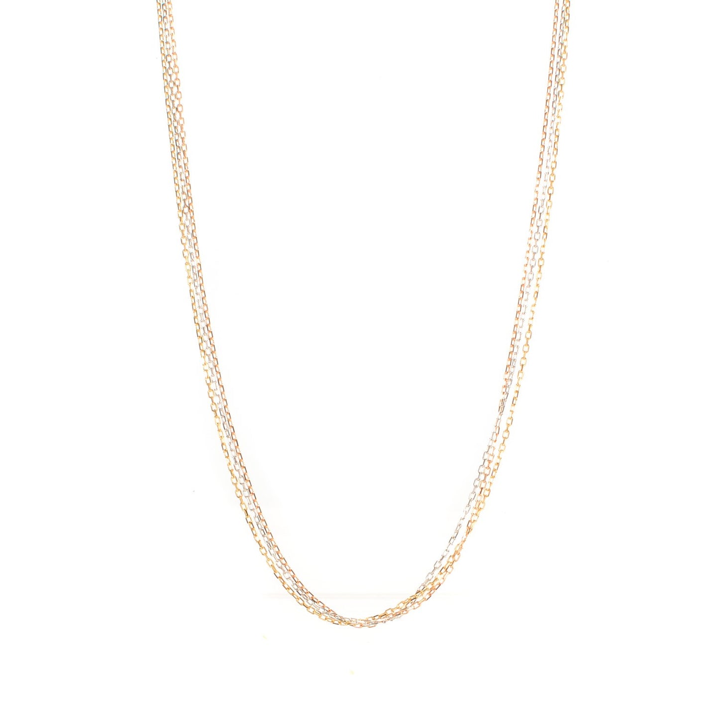 18K Pink Yellow White Gold Three Chain Necklace
