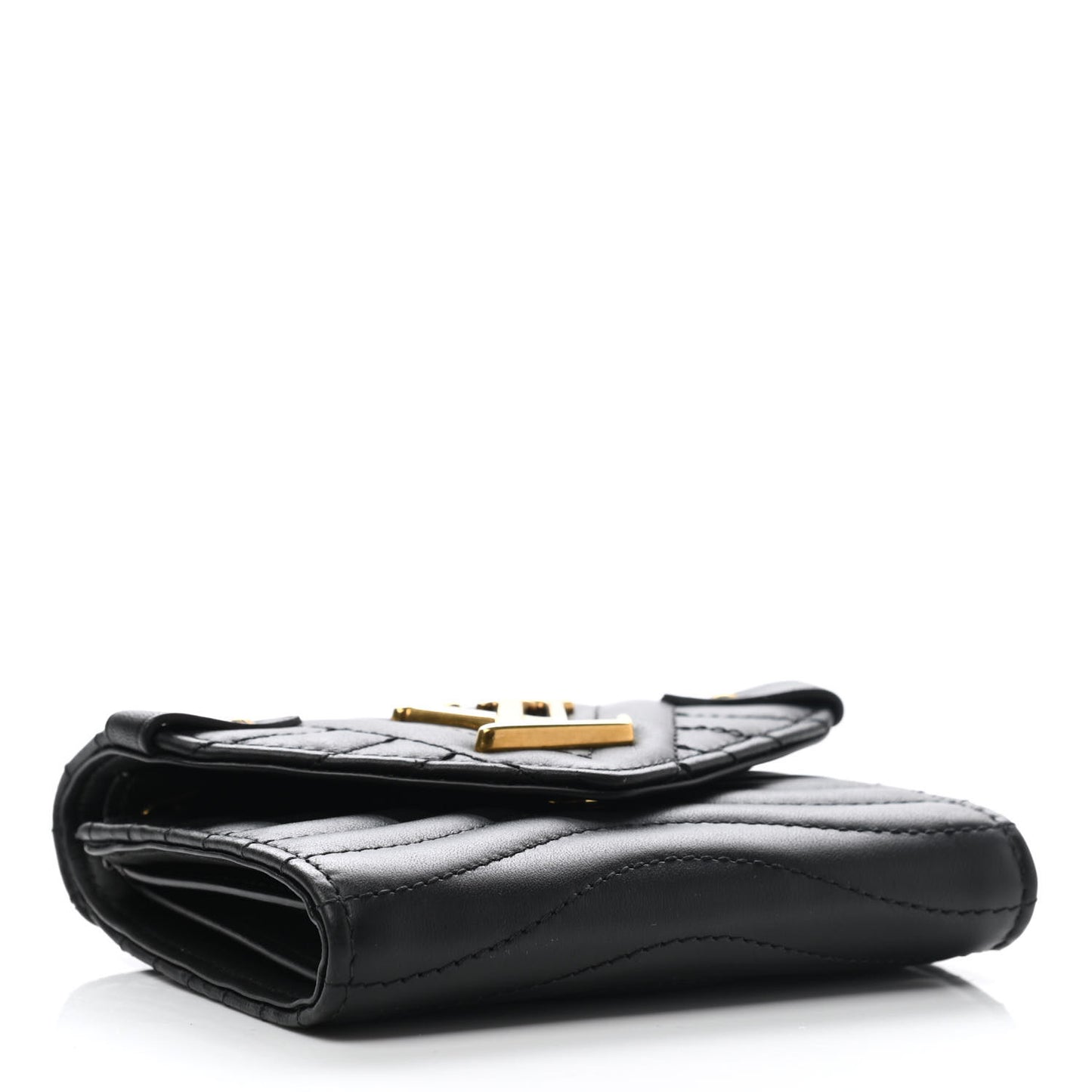 Calfskin New Wave Compact Wallet Black