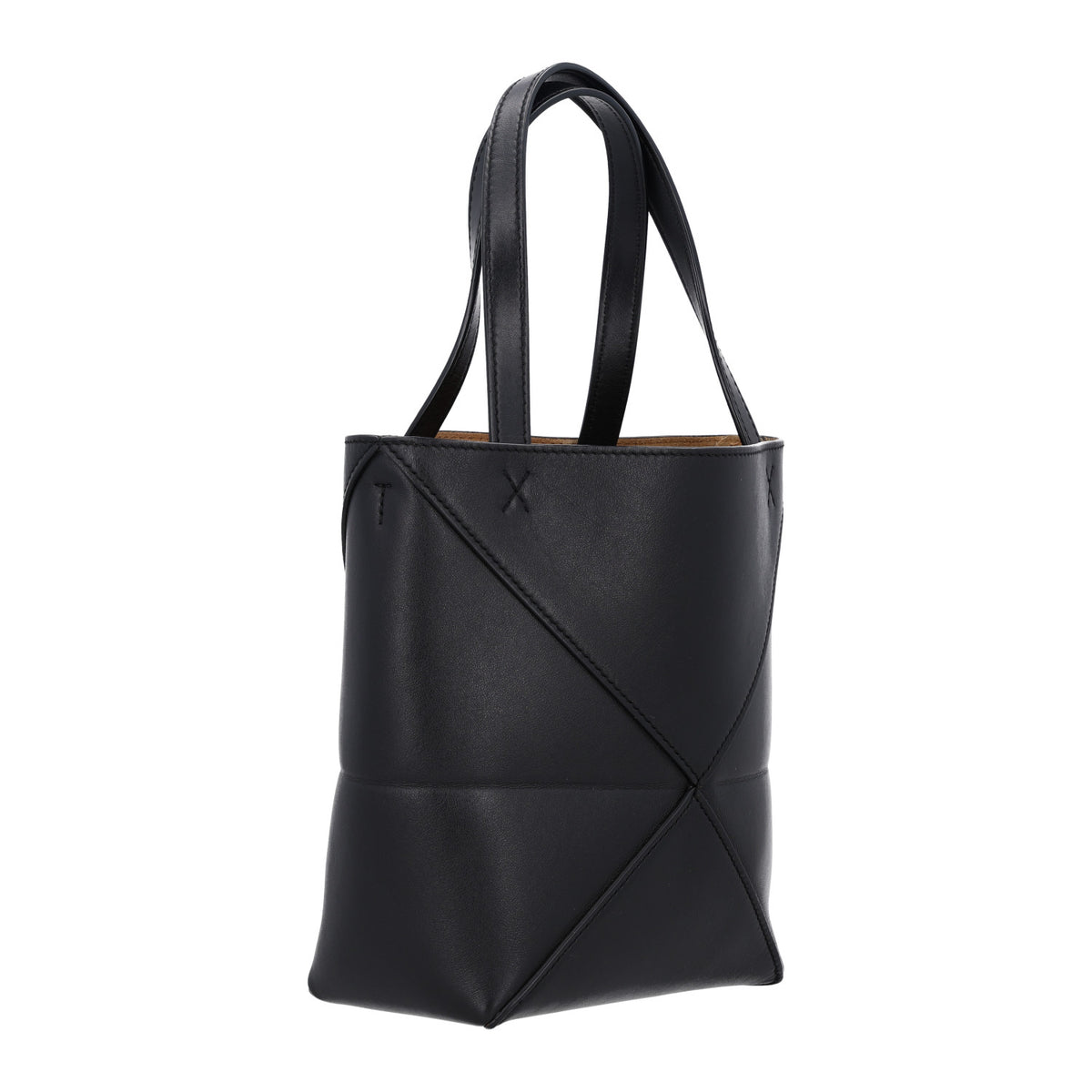 Shiny Calfskin Mini Puzzle Fold Tote Black