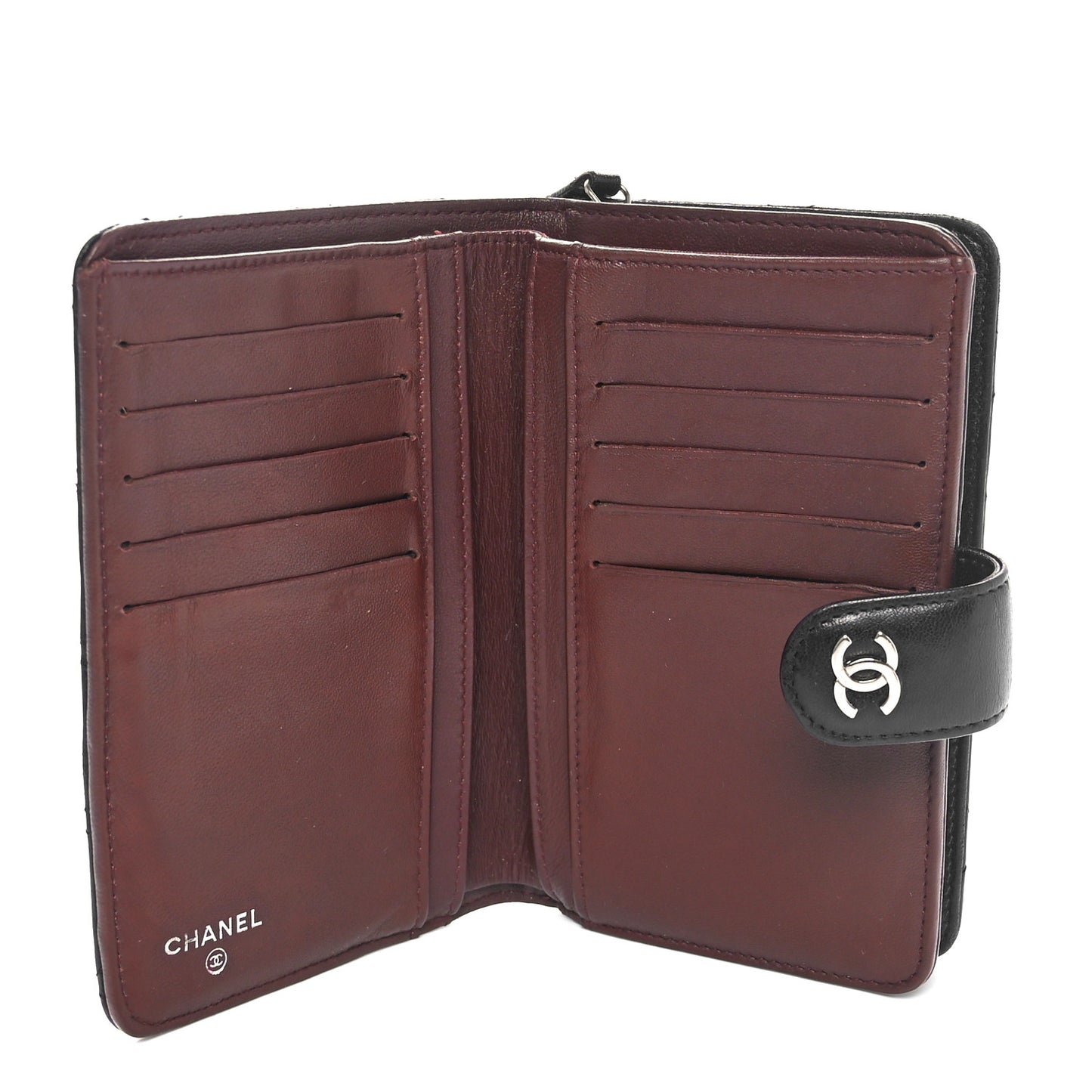 Lambskin Quilted Zipped Pocket Wallet Black