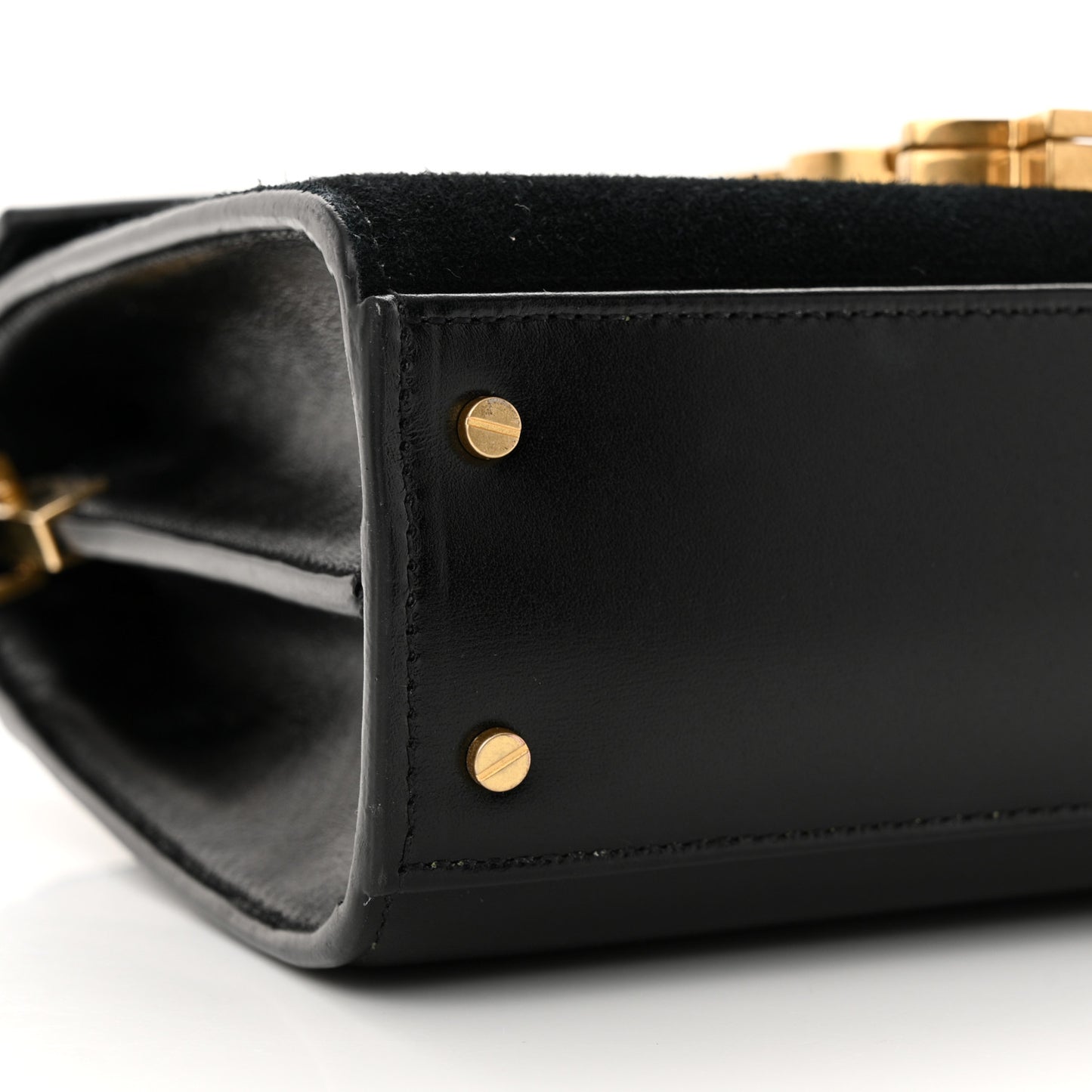 Suede Leopard Print Mini Classic Monogram Cassandra Top Handle Manto Naturale Black