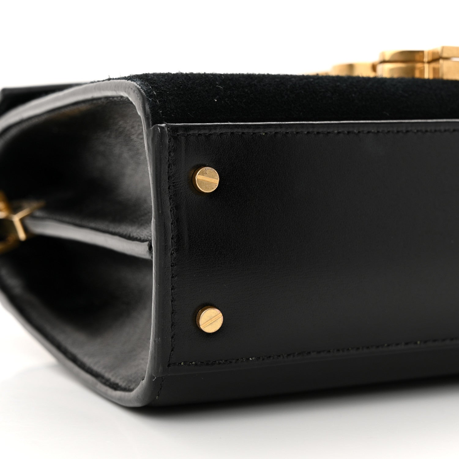 Saint Laurent Suede Leopard Print Mini Classic Monogram Cassandra Top Handle Manto Naturale Black 9 of 11