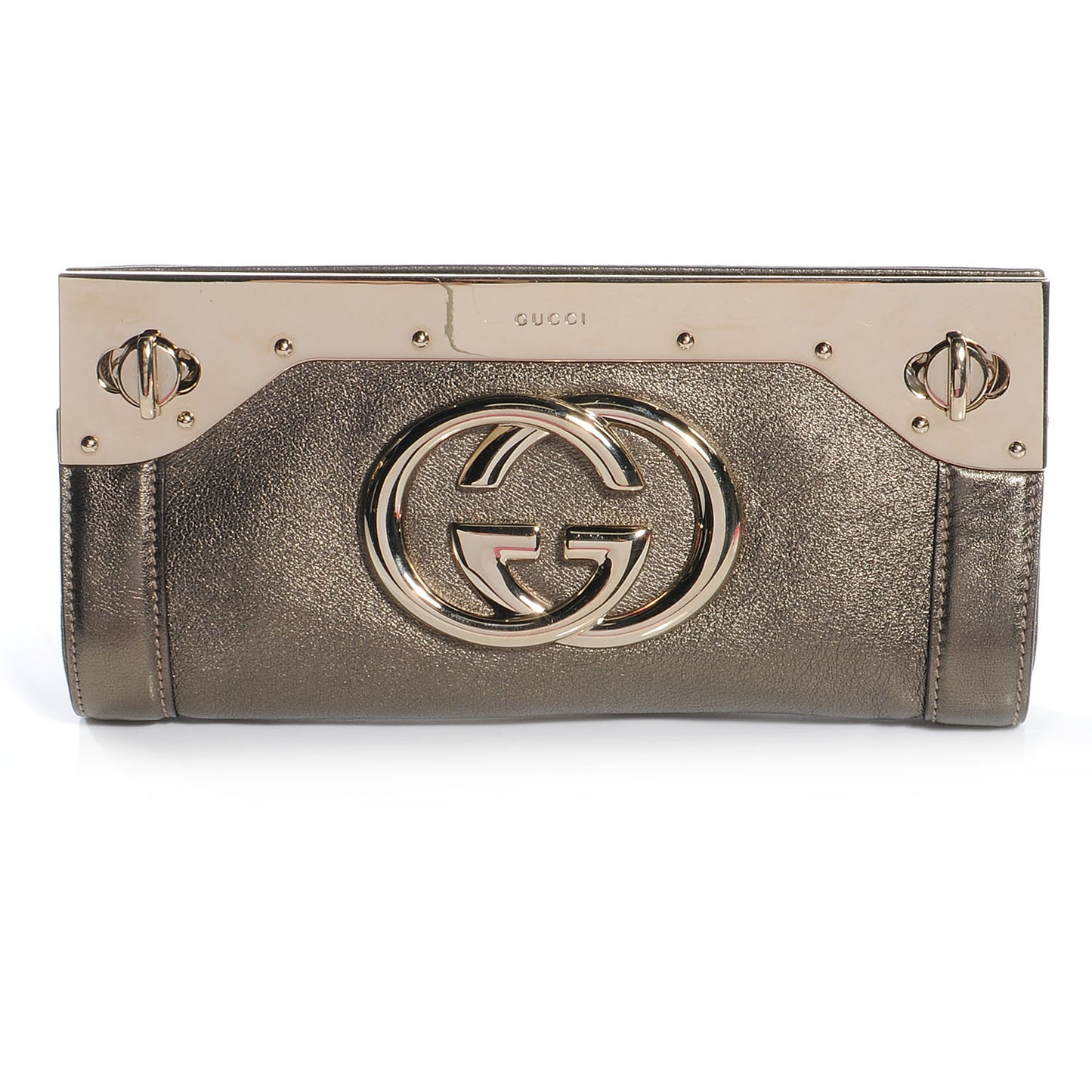 Metallic Calfskin Britt Clutch Pewter