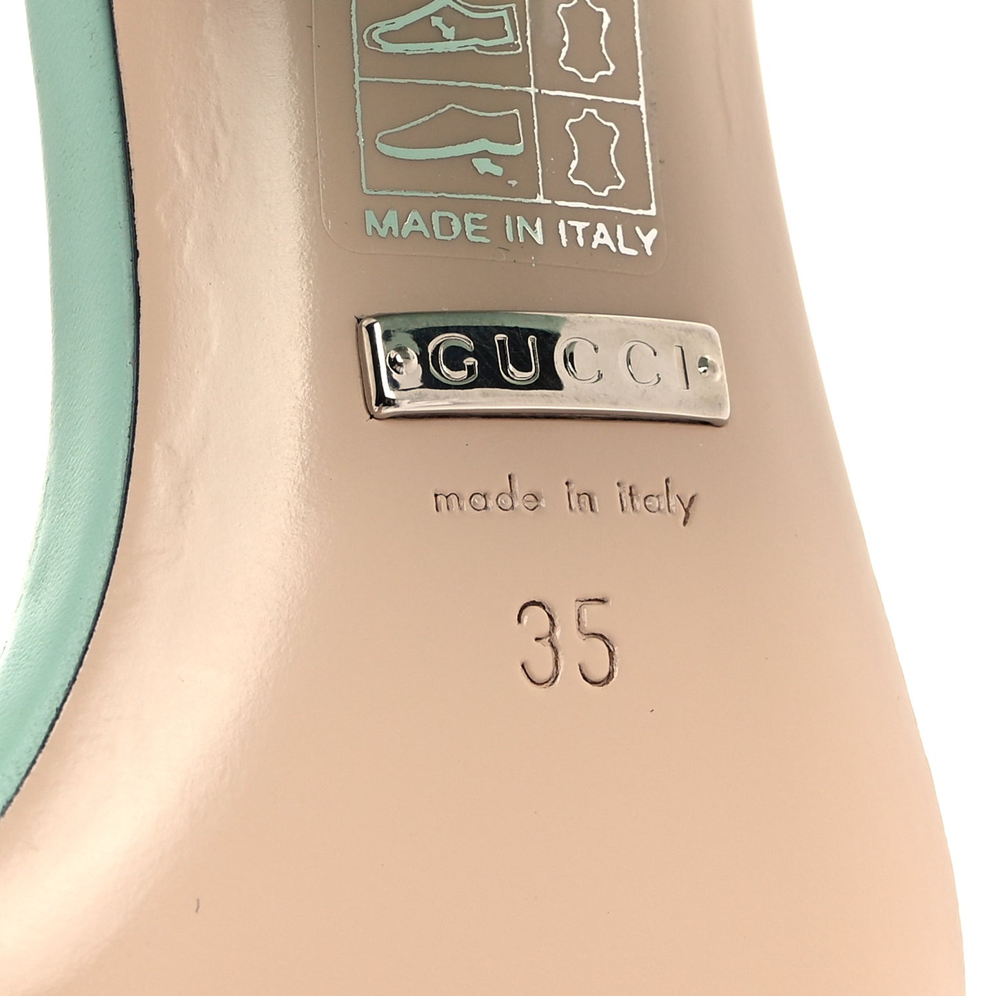 Lifford Calfskin GG Marmont Ankle Wrap 75mm Sandals 35 Water Green