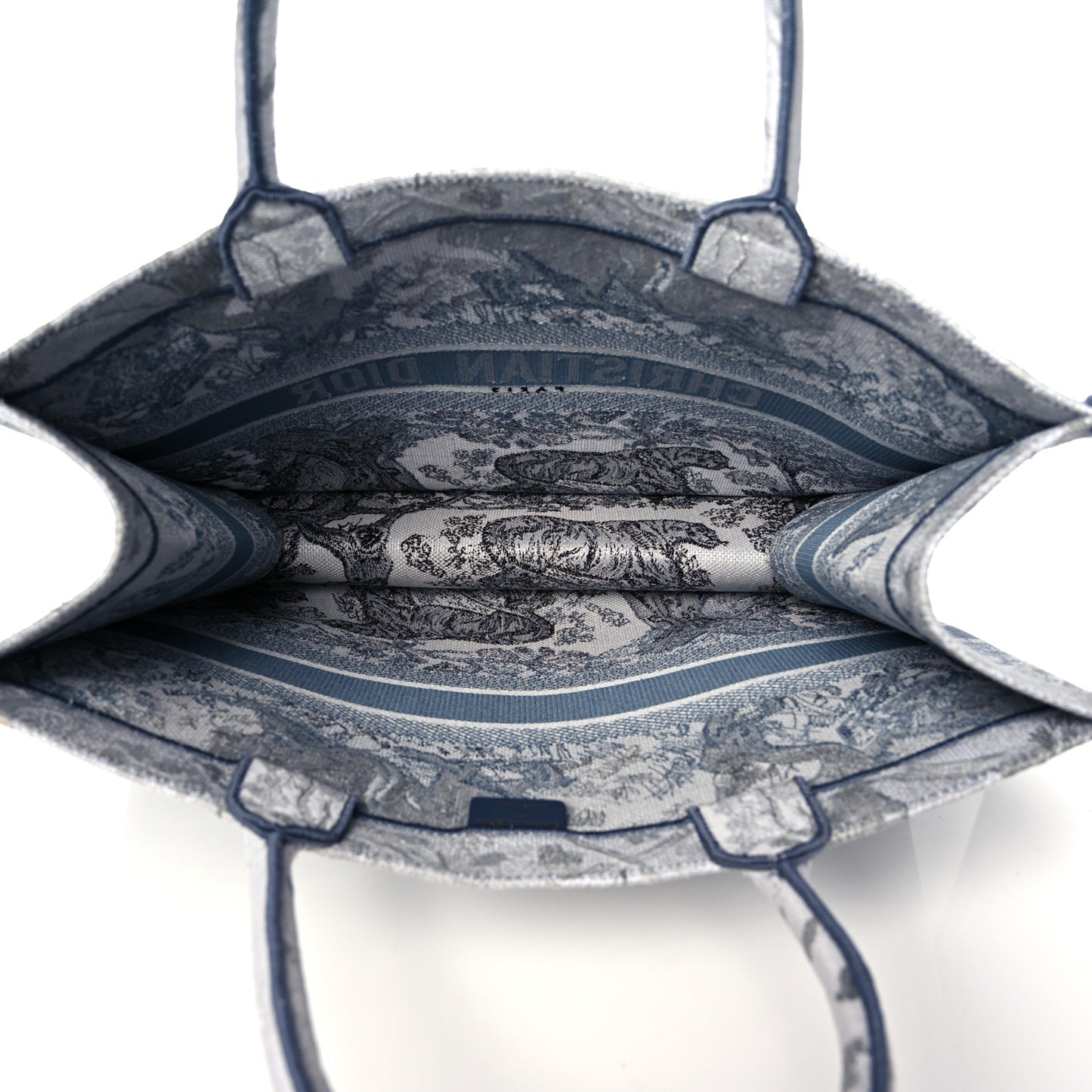 Gradient Canvas Embroidered Large Dioriviera Toile De Jouy Book Tote Blue