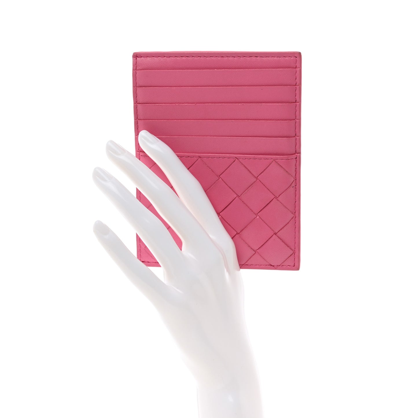 Nappa Intrecciato Zip Card Holder Pink