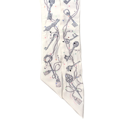 Hermes Silk Les Cles A Pois Twilly White Gris Acier 2 of 4