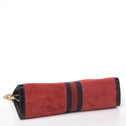 Gucci Suede Patent Web Medium Ophidia Chain Shoulder Bag Hibiscus Red Black 3 of 9