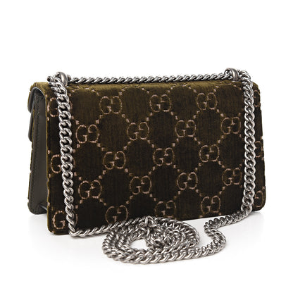 Gucci Velvet Moon Calfskin Crystal GG Monogram Small Dionysus Shoulder Bag Dark Olive Rose Gold 2 of 9
