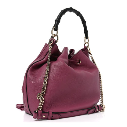 Gucci Pebbled Calfskin Miss Bamboo Bucket Bag Purple 3 of 10