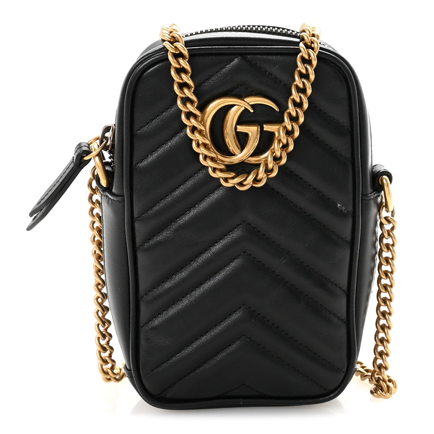 Gucci Calfskin Matelasse Mini GG Marmont Crossbody Bag Black 1 of 11