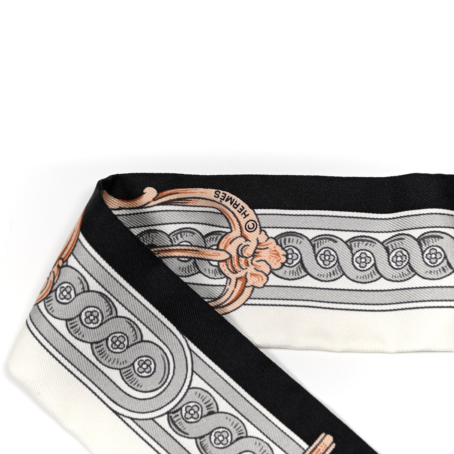 Hermes Silk Bride De Cour Twilly Black White Or Rose 3 of 4