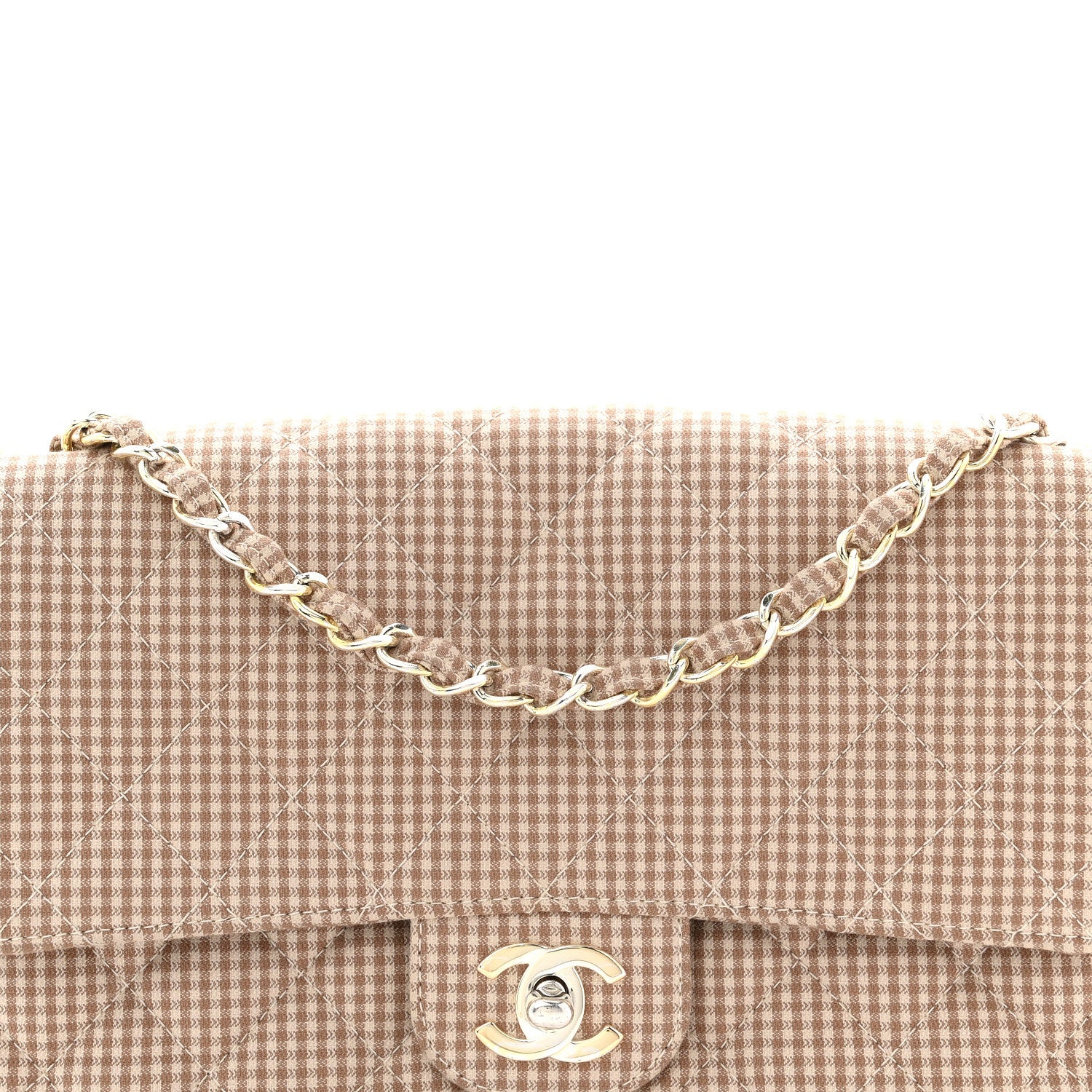 Chanel Toile Gingham Medium Single Flap Beige 8 of 11