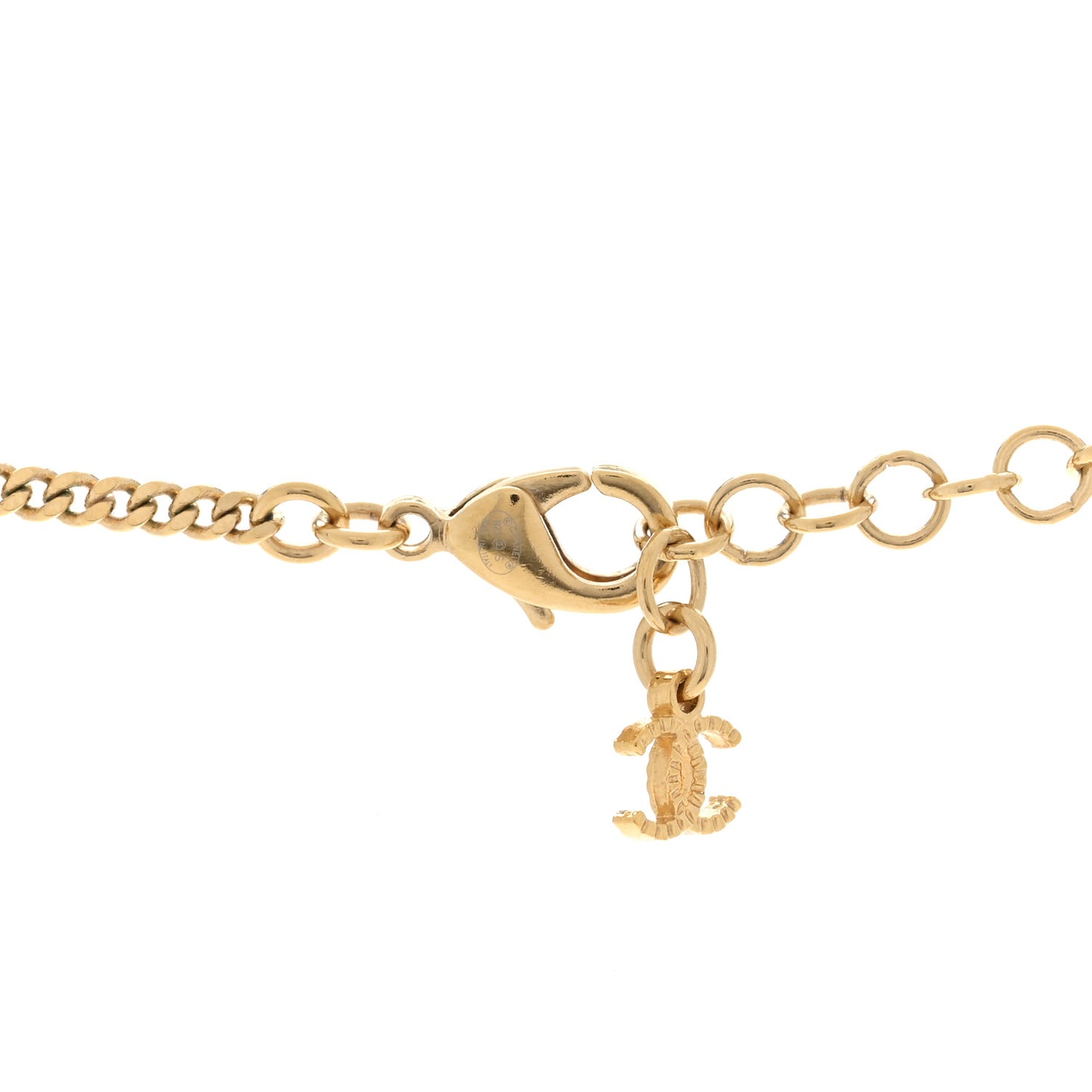 Metal Enamel CC Square Necklace Gold Black