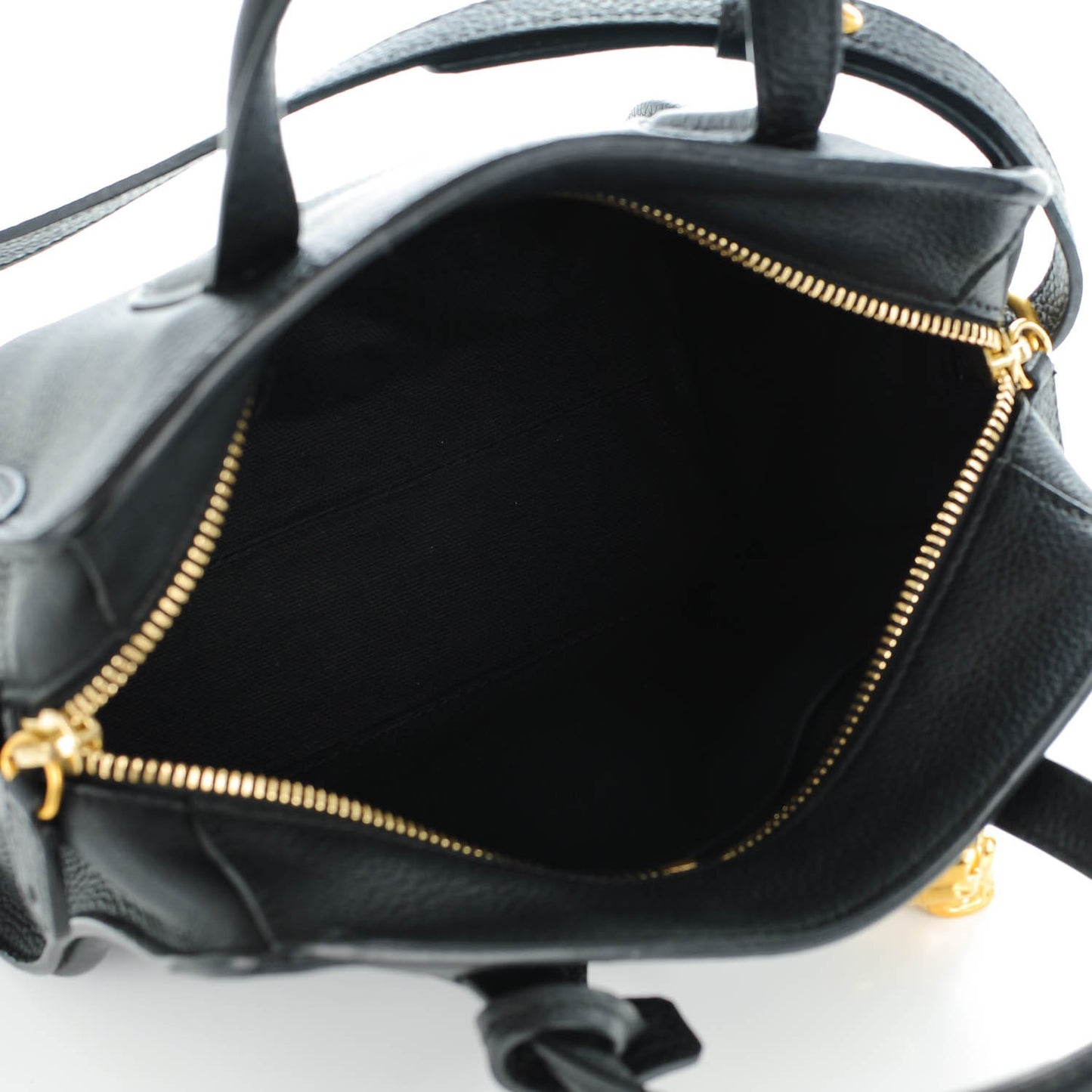 Pebbled Calfskin Mini Padlock Tote Black