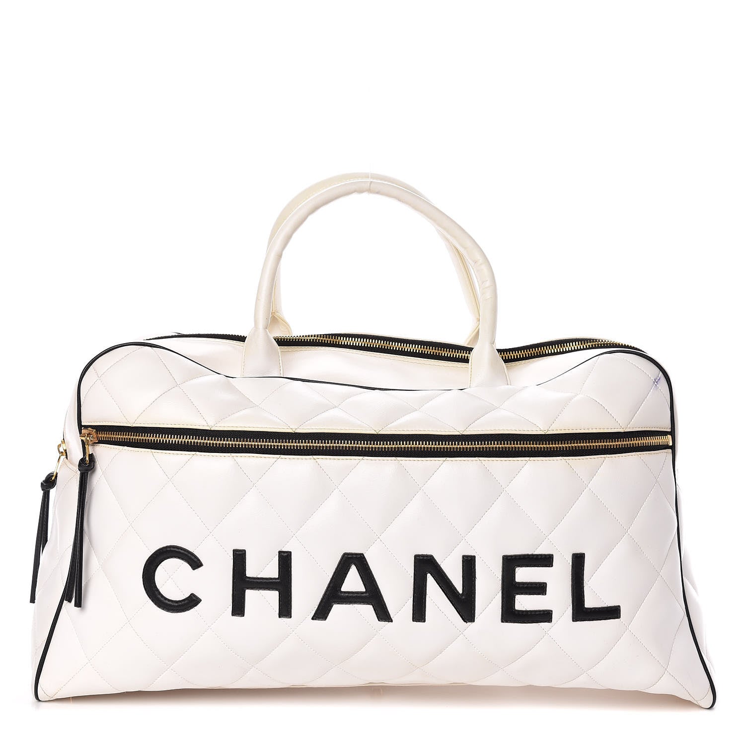 Chanel Calfskin Quilted Large Bowler White 1 of 13
