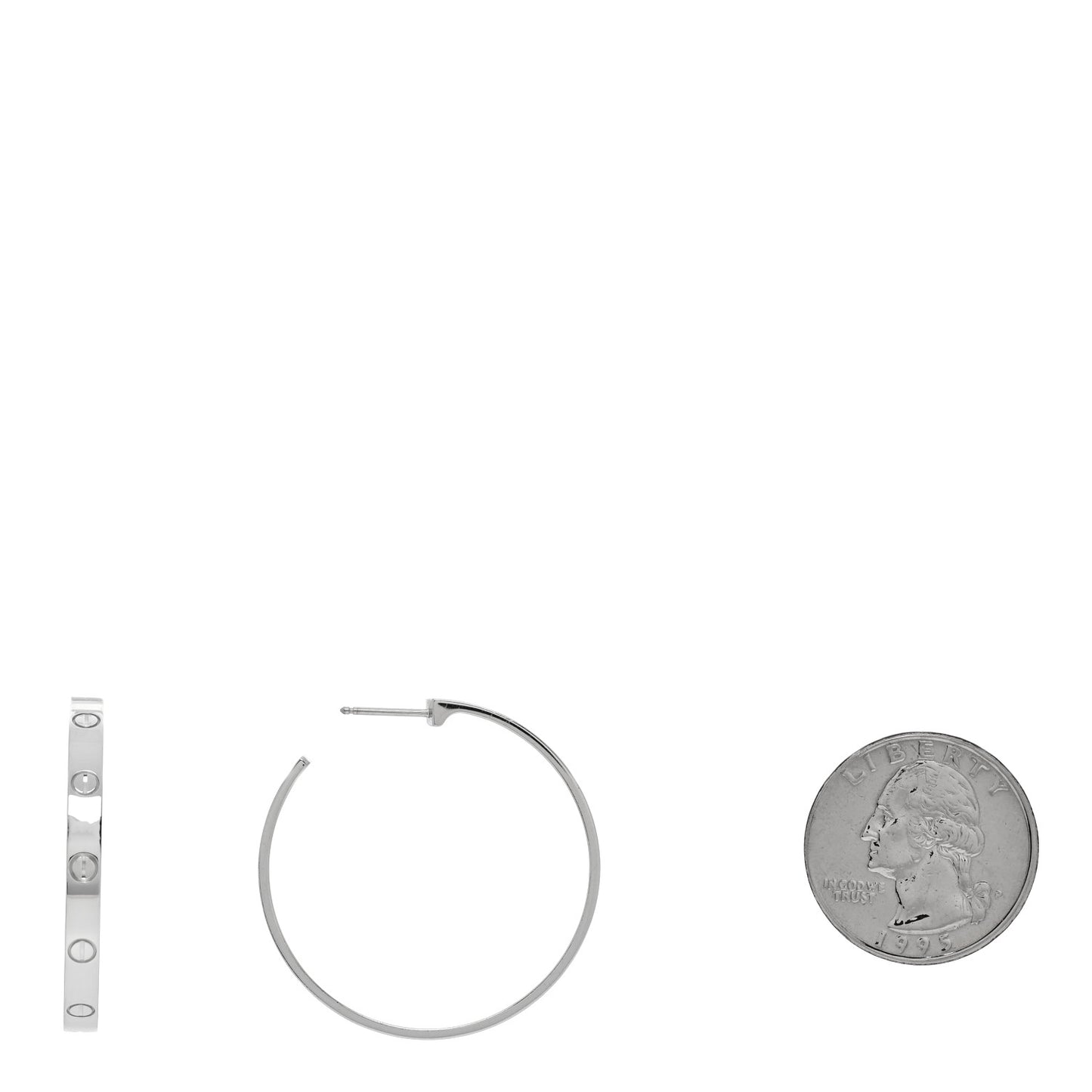 18K White Gold Large LOVE Hoop Earrings