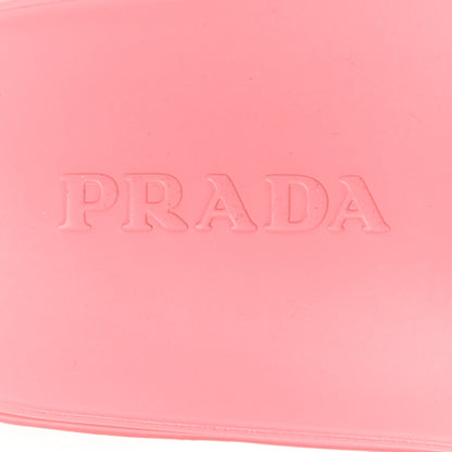 Prada EVA Rubber Triangle Logo Embossed Womens Lug Sole 20mm Slide Sandals 37 Begonia 7 of 10