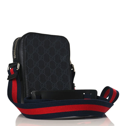 Gucci GG Supreme Monogram Appia Calfskin Web Small Camera Messenger Bag Black Grey 3 of 10