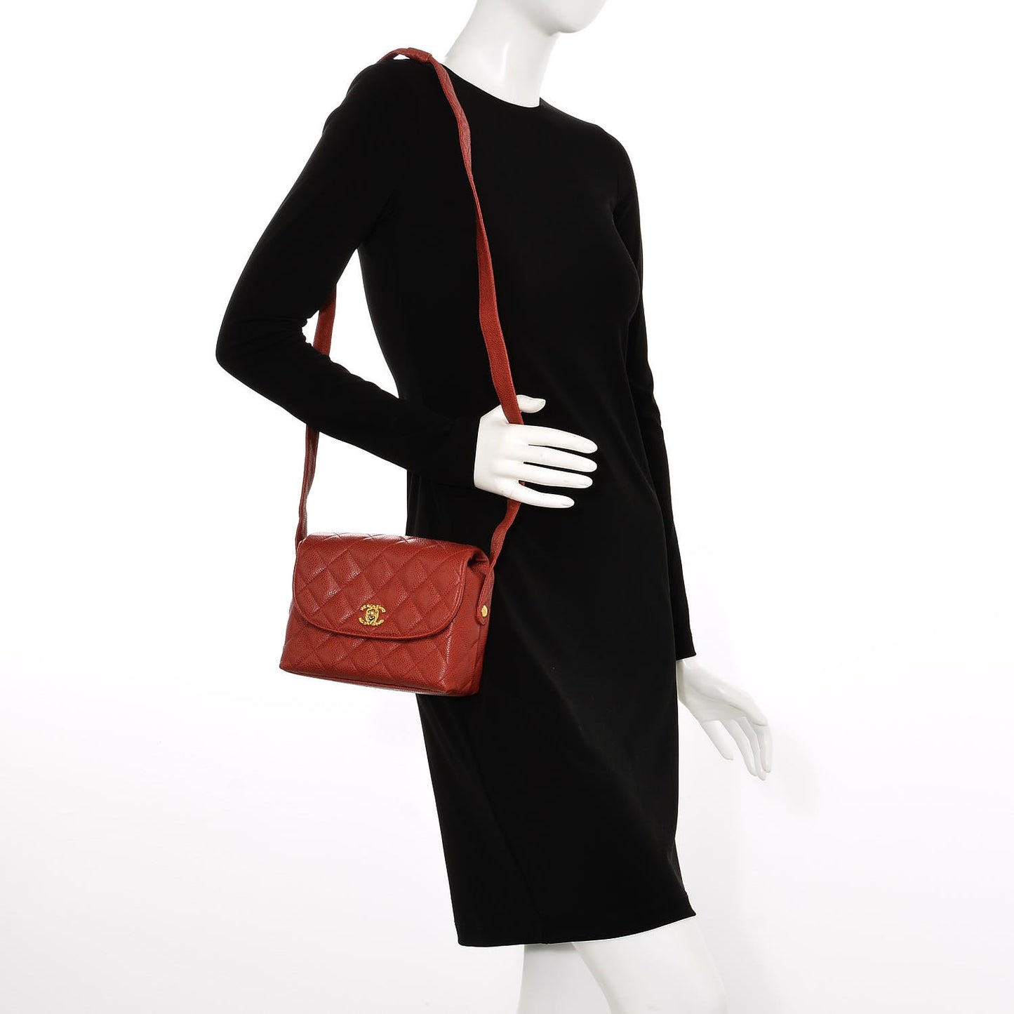 Caviar Quilted Shoulder Bag Red