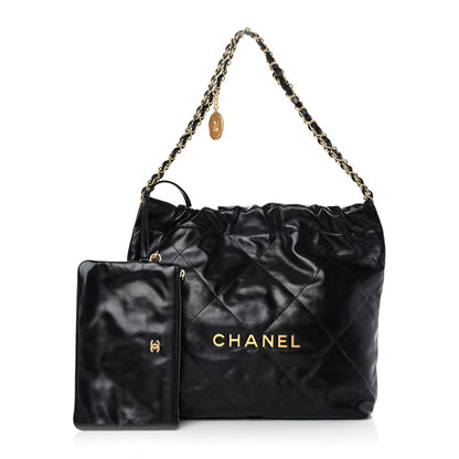 Chanel Shiny Calfskin Quilted Small Chanel 22 Black 1 of 11