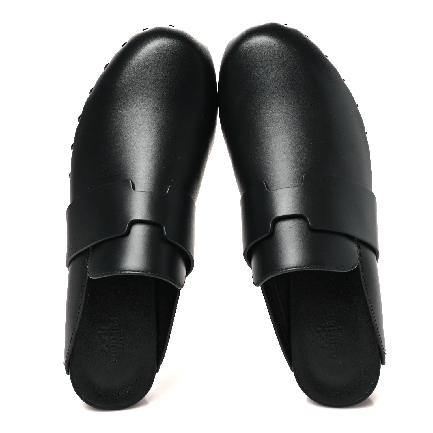 Hermes Calfskin Calya Mules 38 Black 2 of 8