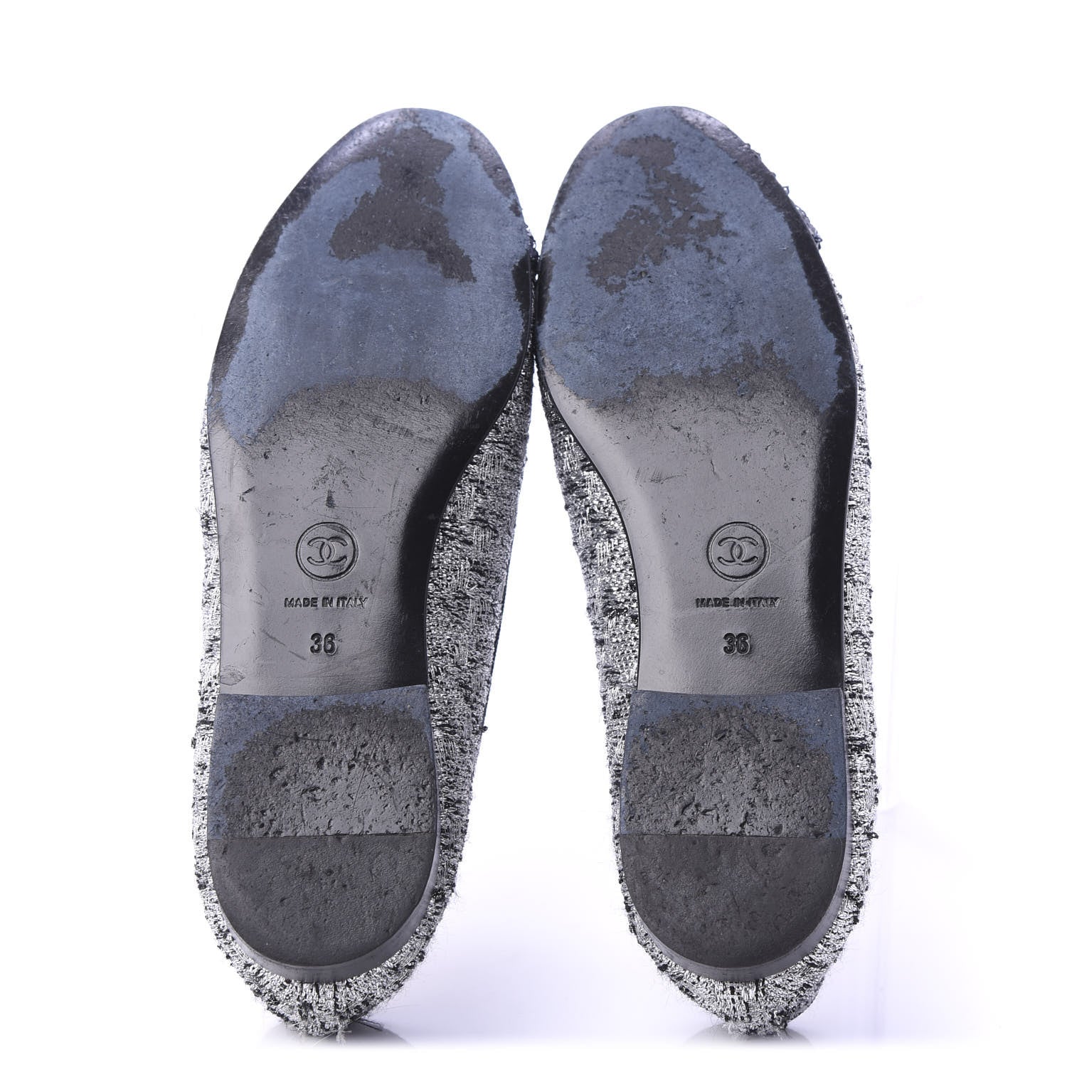 Chanel Tweed Sequin Cap Toe Ballerina Flats 36 Black Blue 5 of 9