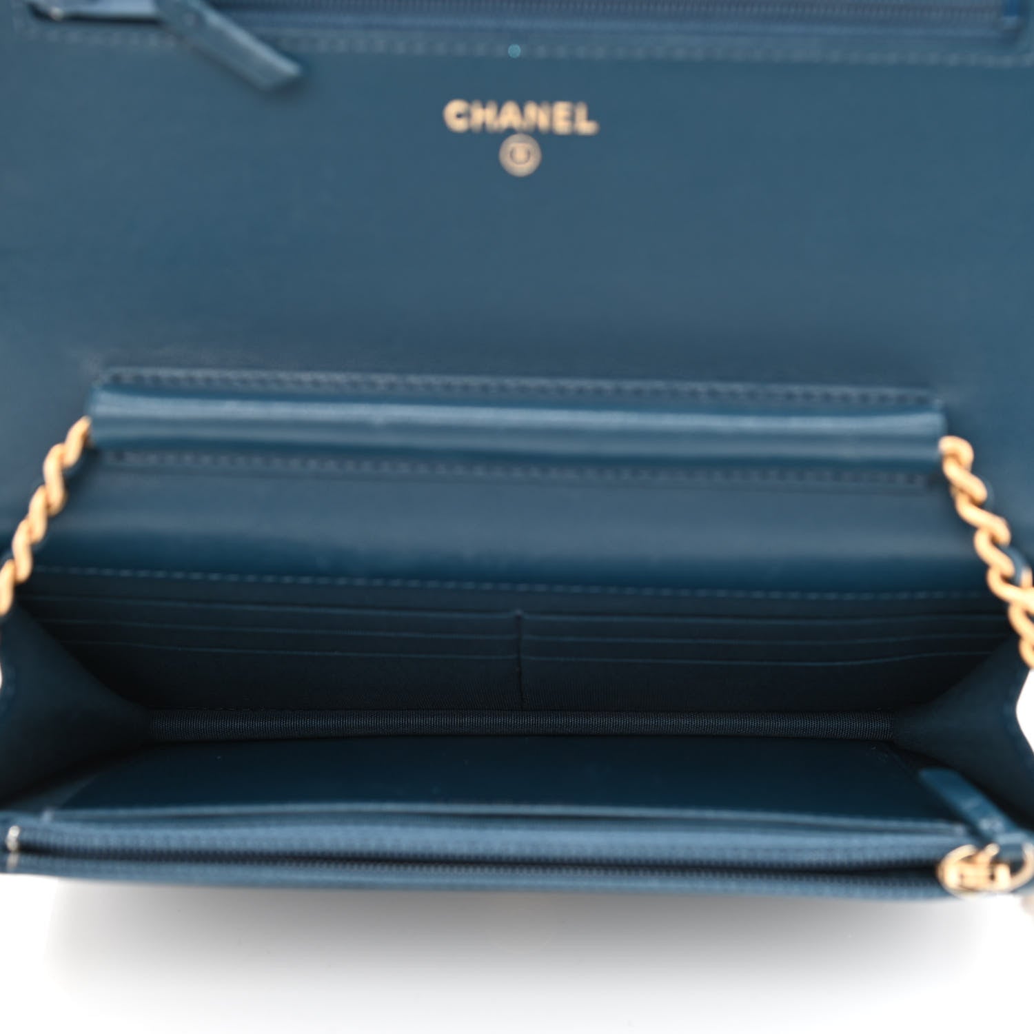 Chanel Goatskin Quilted Chanel 19 Wallet On Chain WOC Blue 5 of 12