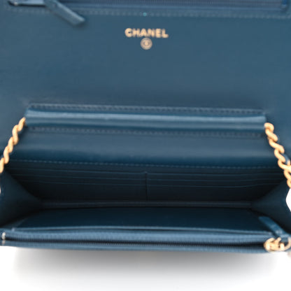Chanel Goatskin Quilted Chanel 19 Wallet On Chain WOC Blue 5 of 12