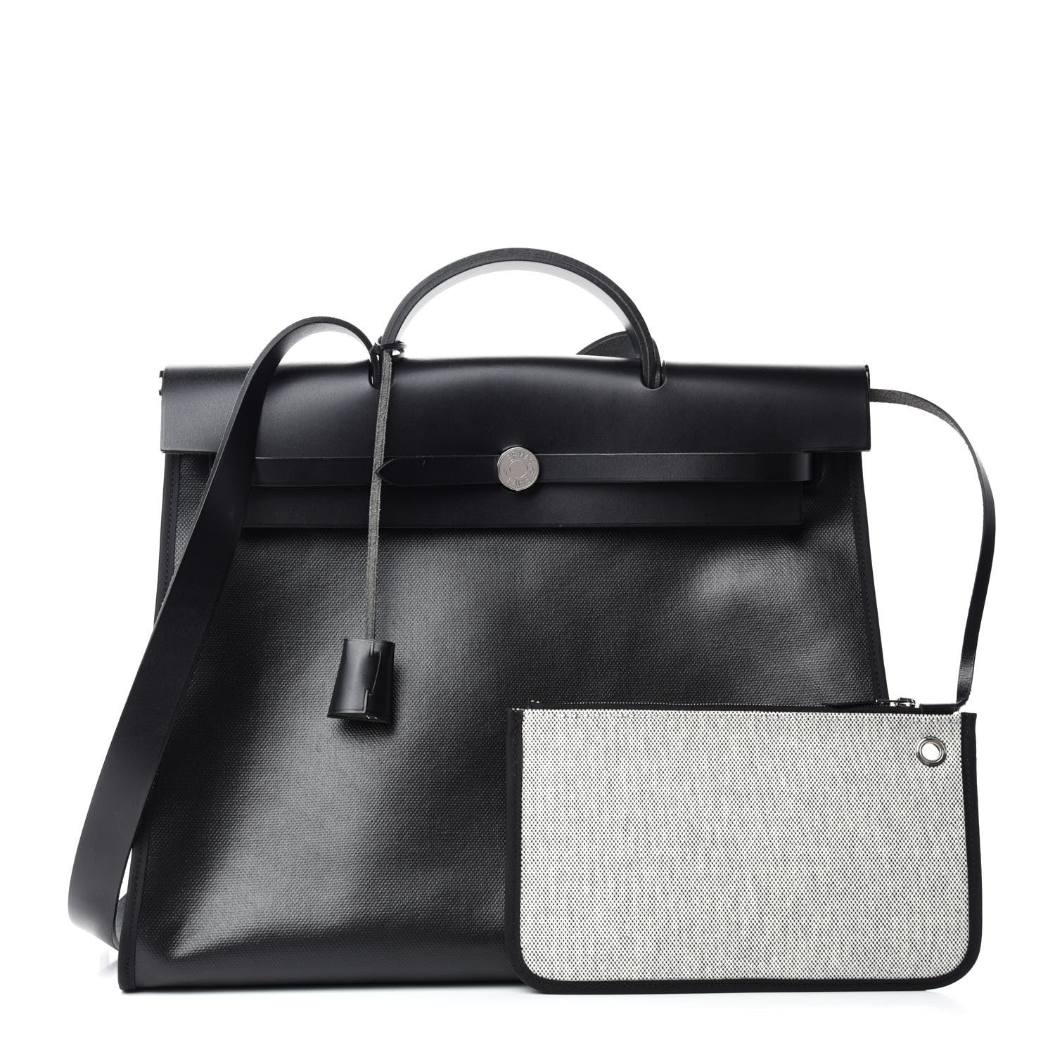 Hermes Toile H Berline Vache Hunter Herbag Zip 39 MM Black Ecru 1 of 10