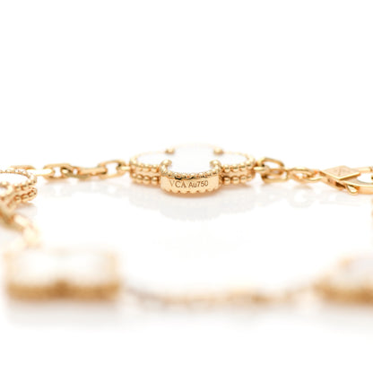 Van Cleef & Arpels 18K Yellow Gold Mother of Pearl 5 Motifs Vintage Alhambra Bracelet 4 of 6