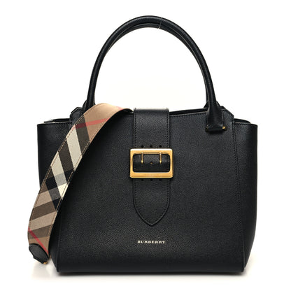 Burberry Soft Grain Calfskin Medium Buckle Tote Black 1 of 9