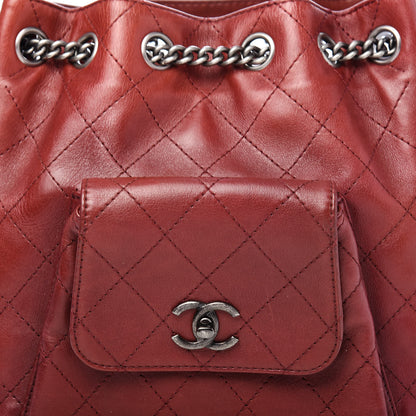 Chanel Calfskin Stitched Medium Urban Luxury Drawstring Backpack Dark Red 9 of 9