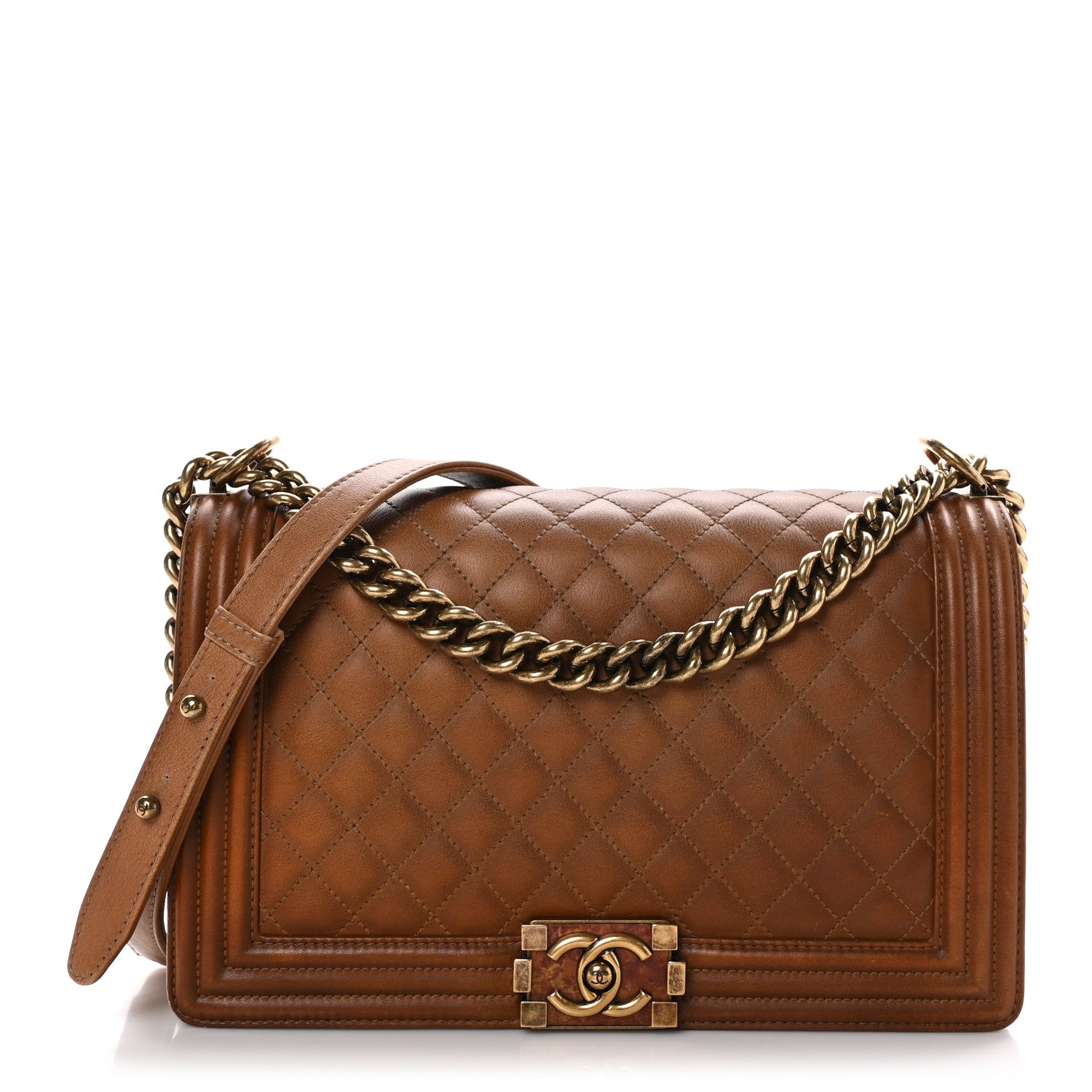 Chanel Washed Calfskin New Medium Boy Flap Light Brown 1 of 10