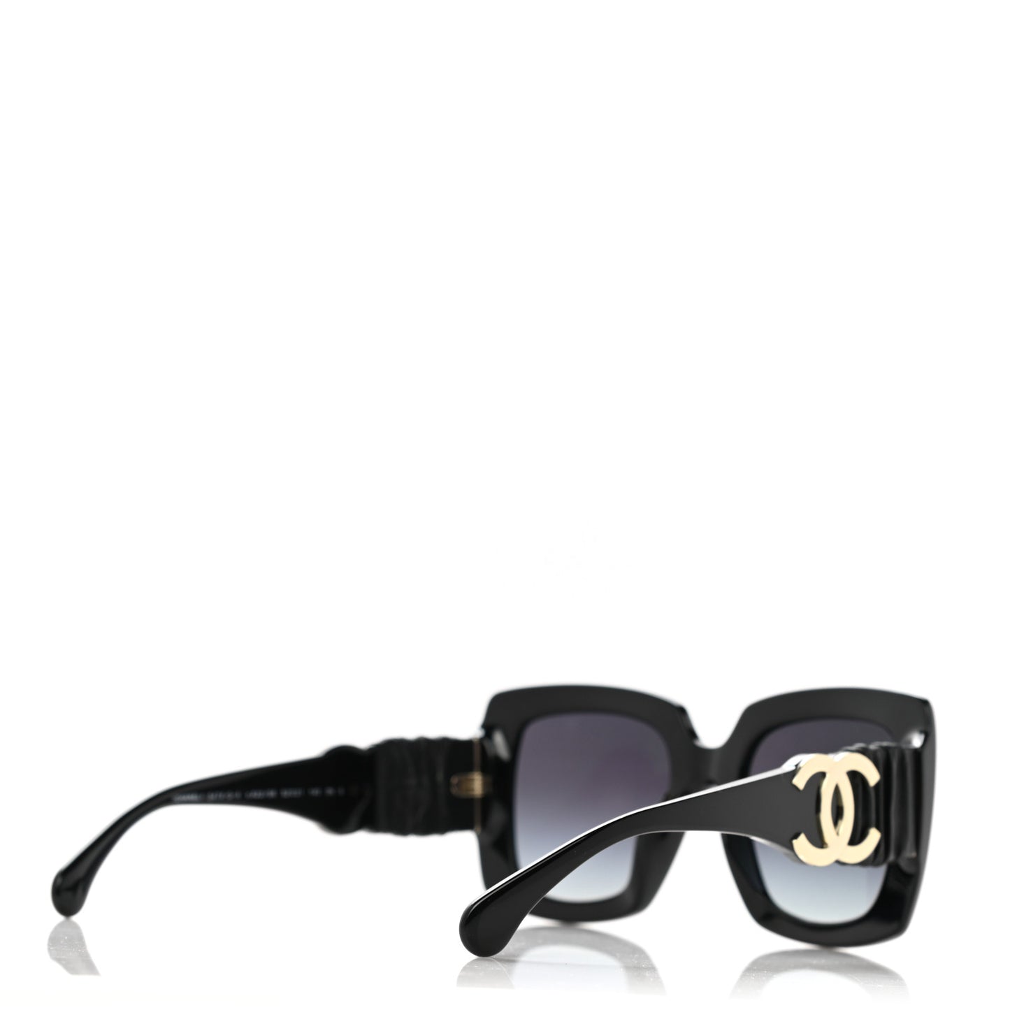 Acetate Calfskin Square Sunglasses 5474-Q-A Black