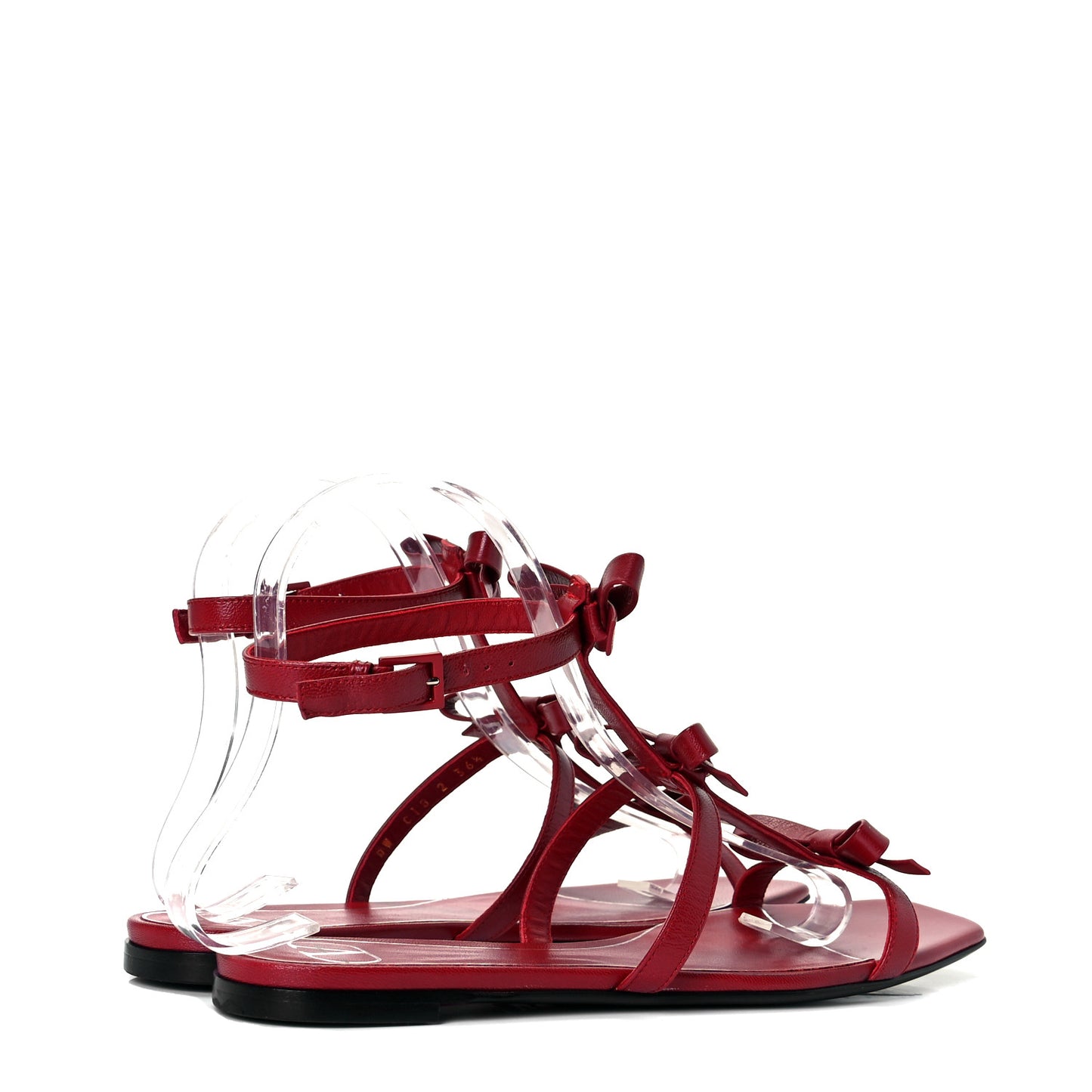 Nappa French Bow Sandals 36.5 Rosso Valentino