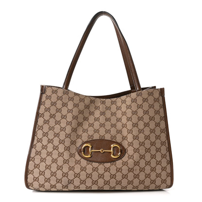 Gucci Monogram New Sakai Calfskin Lux Horsebit 1955 Tote Bag Beige Ebony Brown Sugar 1 of 10