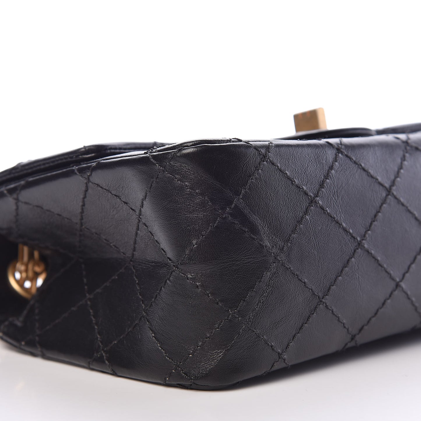 Aged Calfskin Quilted 2.55 Reissue 224 Flap Black