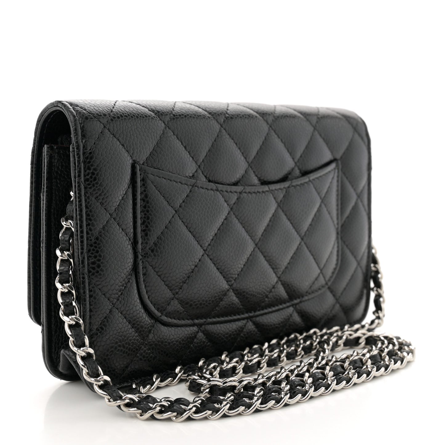 Caviar Quilted Wallet on Chain WOC Black