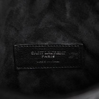 Saint Laurent Sheepskin Matelasse Chevron Fringe Small Monogram Anita Crossbody Bag Black 6 of 7