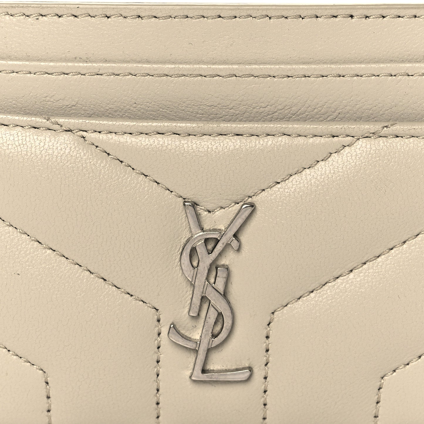 Calfskin Y Quilted Monogram LouLou Credit Card Case Ivory